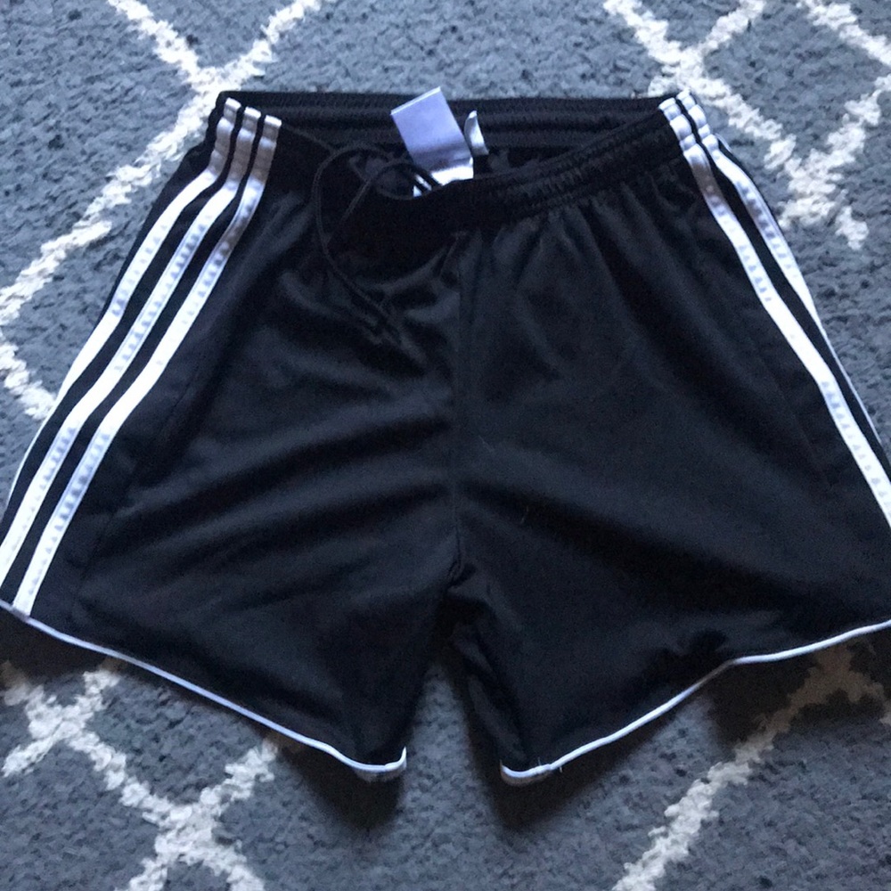 adidas Black Shorts with White Stripe Trim - Kids